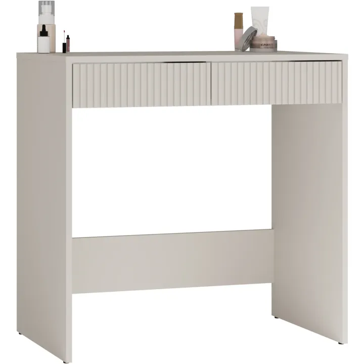 Scrivania scrittoio consolle 81x50cm 2 cassetti cannettato beige cashmere Purpuri