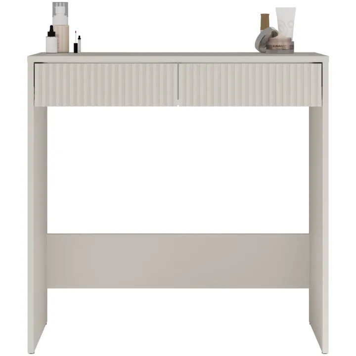 Scrivania scrittoio consolle 81x50cm 2 cassetti cannettato beige cashmere Purpuri