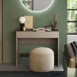 Scrivania toeletta 110x50cm 1 cassetto marrone bronzo rovere scuro Jobby