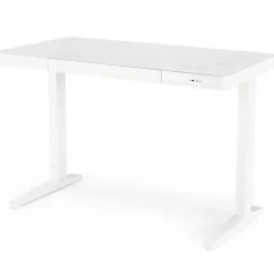 Scrivania touchscreen 120x60cm altezza regolabile ricarica wireless e USB bianco Prisma