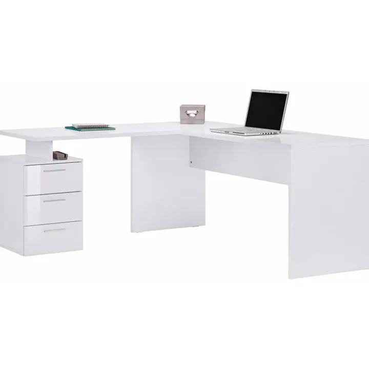 Scrivania ufficio angolare 180x160cm bianco lucido OfficeScape