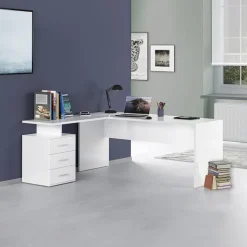 Scrivania ufficio angolare 180x160cm bianco lucido OfficeScape