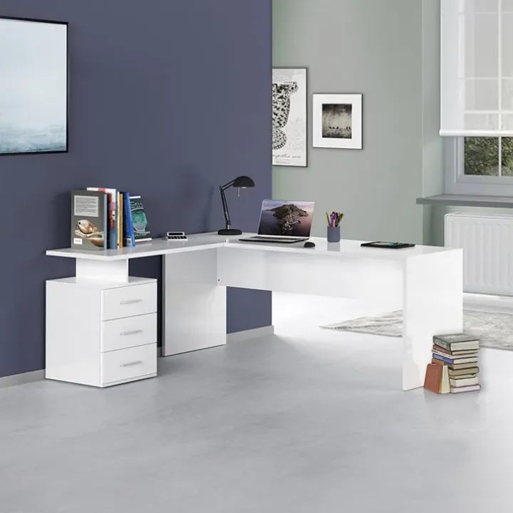 Scrivania ufficio angolare 180x160cm bianco lucido OfficeScape