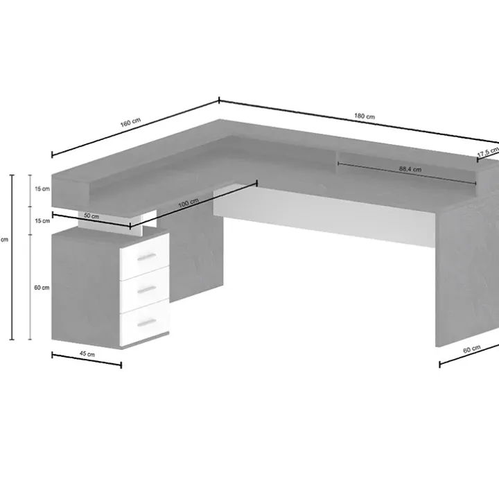 Scrivania ufficio angolare 180x160cm antracite OfficeScape