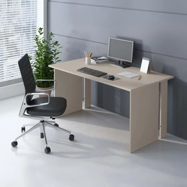 Scrivania ufficio angolare 228x198cm con cassettiera beige cashmere noce Woody