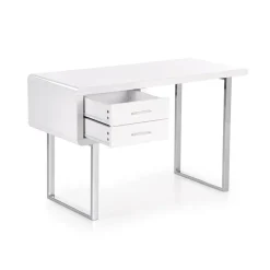 Scrivania ufficio con cassetti 120x55cm bianco laccato lucido Croset