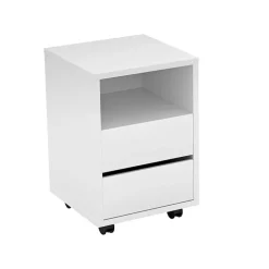 Scrivania ufficio moderna 130x50cm cassettiera bianco opaco Callum