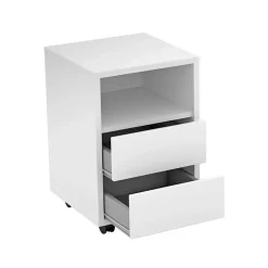 Scrivania ufficio moderna 130x50cm cassettiera bianco opaco Callum