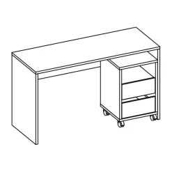 Scrivania ufficio moderna 130x50cm cassettiera bianco opaco Callum