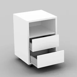 Scrivania ufficio moderna 130x50cm cassettiera bianco opaco Callum