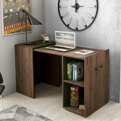 Scrivania ufficio moderna 132x60cm salvaspazio richiudibile rovere scuro Rocky