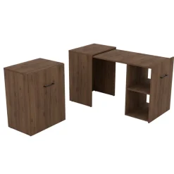Scrivania ufficio moderna 132x60cm salvaspazio richiudibile rovere scuro Rocky