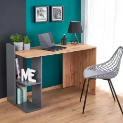 Scrivania ufficio moderna 122x57cm rovere antracite Lauren Gihome®