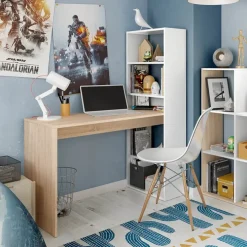 Scrivania ufficio salvaspazio moderna 120x53cm rovere bianco Jolie