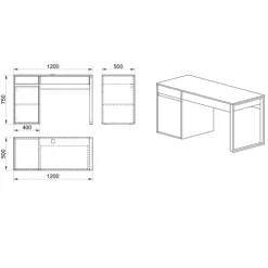 Scrivania ufficio salvaspazio 120x50cm rovere metallo Davin