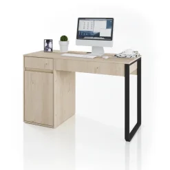Scrivania ufficio salvaspazio 120x50cm rovere metallo Davin