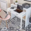 Scrivania ufficio salvaspazio moderna 99x71cm bianco opaco Eva