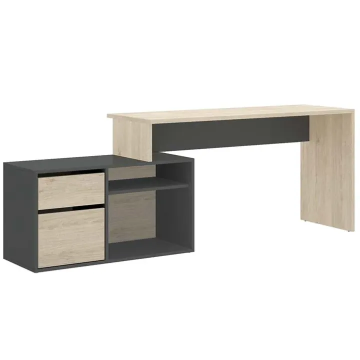 Scrivania ufficio salvaspazio 230x51cm rovere grafite Teddy