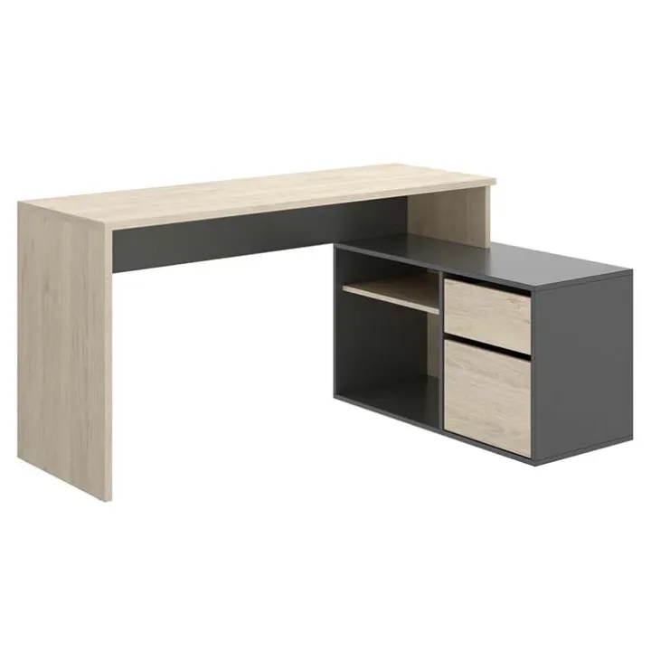 Scrivania ufficio salvaspazio 230x51cm rovere grafite Teddy