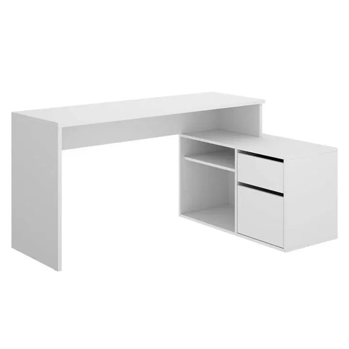 Scrivania ufficio salvaspazio moderna 230x51cm bianco opaco Teddy