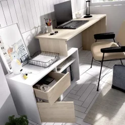 Scrivania ufficio salvaspazio 230x51cm rovere bianco Teddy