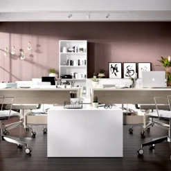 Scrivania ufficio salvaspazio 230x51cm rovere bianco Teddy