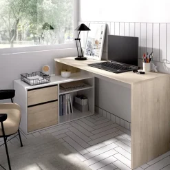 Scrivania ufficio salvaspazio 230x51cm rovere bianco Teddy