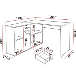 Scrivania ufficio 120x92cm angolare multiposizione nero Elisa
