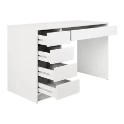 Scrivania ufficio 120x55cm 5 cassetti bianco opaco Blackpool