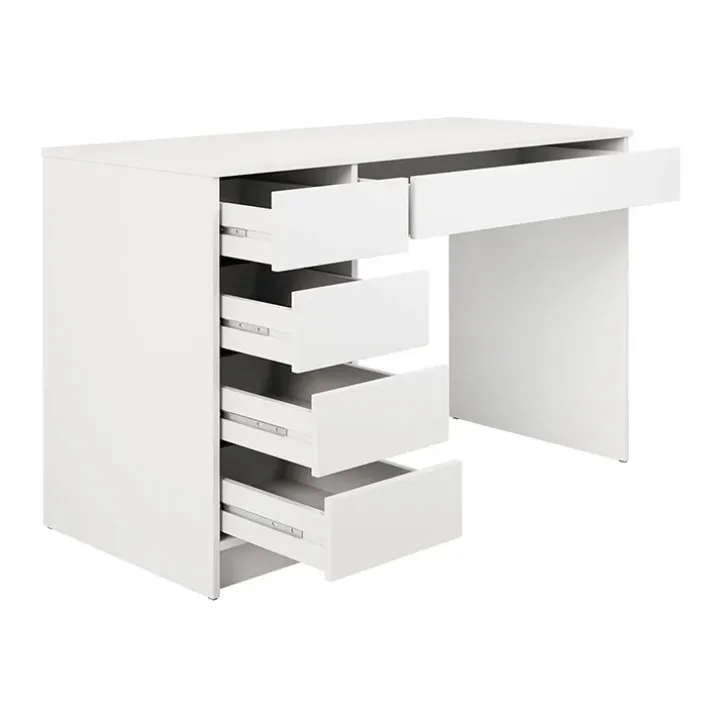 Scrivania ufficio 120x55cm 5 cassetti bianco opaco Blackpool