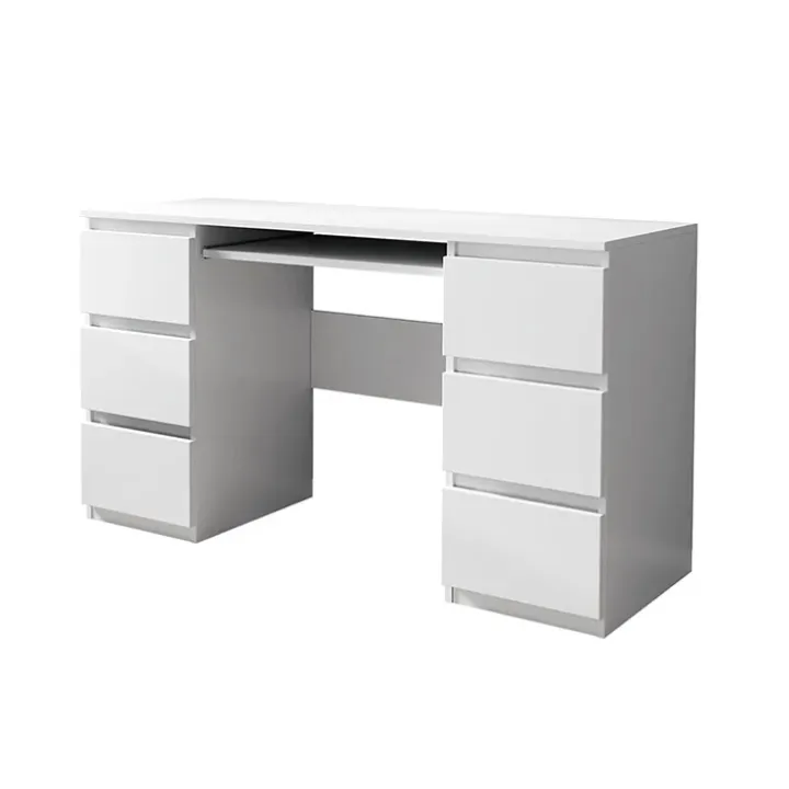 Scrivania ufficio 130x51cm 6 cassetti bianco Salford