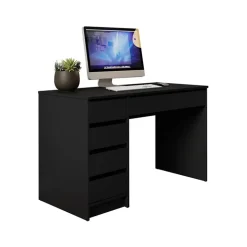 Scrivania ufficio 120x55cm 5 cassetti nero Blackpool