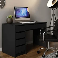 Scrivania ufficio 120x55cm 5 cassetti nero Blackpool