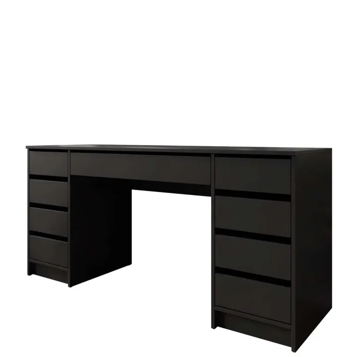 Scrivania ufficio 154x55cm 9 cassetti nero opaco Blackpool