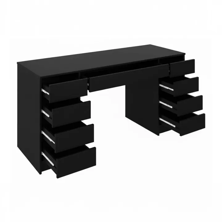 Scrivania ufficio 154x55cm 9 cassetti nero opaco Blackpool