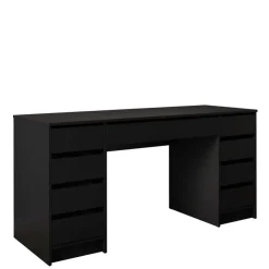 Scrivania ufficio 154x55cm 9 cassetti nero opaco Blackpool