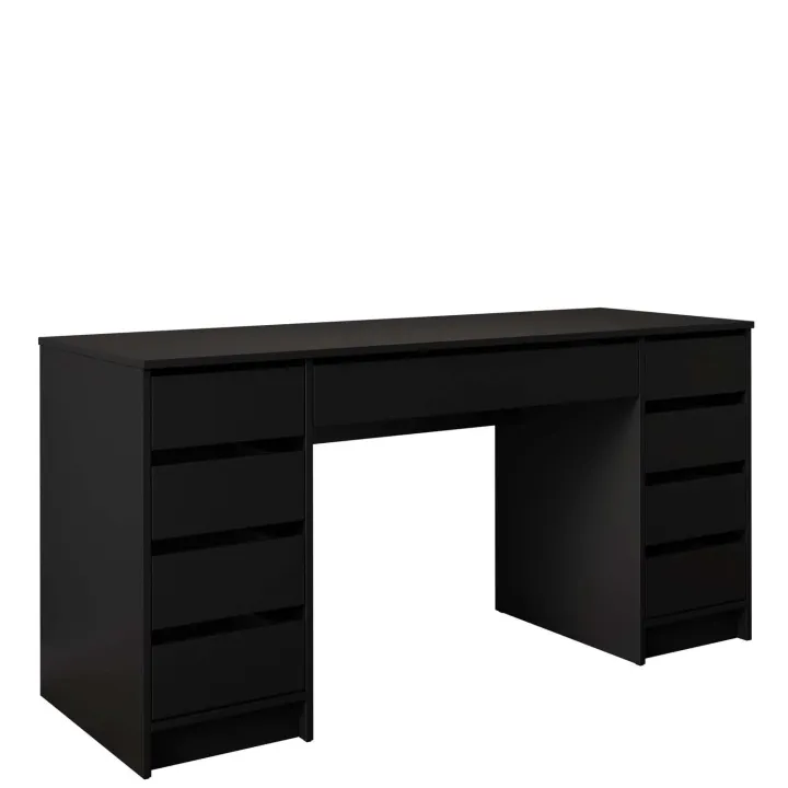 Scrivania ufficio 154x55cm 9 cassetti nero opaco Blackpool