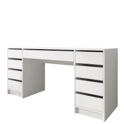 Scrivania ufficio 154x55cm 9 cassetti bianco opaco Blackpool