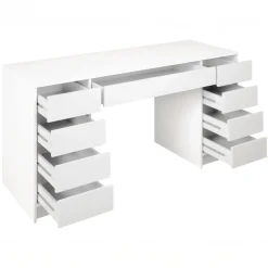 Scrivania ufficio 154x55cm 9 cassetti bianco opaco Blackpool