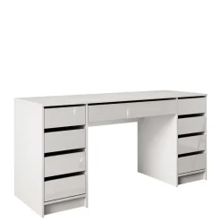 Scrivania ufficio 154x55cm 9 cassetti bianco lucido Blackpool
