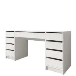 Scrivania ufficio 154x55cm 9 cassetti bianco lucido Blackpool