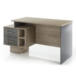 Scrivania ufficio 148x60cm con cassettiera rovere antracite lucido Time Y