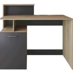 Scrivania ufficio 110x55cm con mobile contenitore grigio rovere chiaro Aldeia