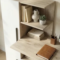 Scrivania ufficio 150x59cm rovere naturale bianco opaco Paulo
