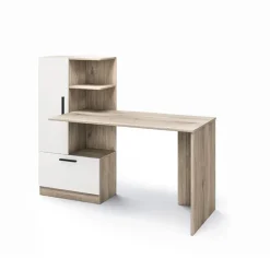 Scrivania ufficio 150x59cm rovere naturale bianco opaco Paulo