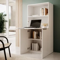Scrivania 70x35cm a scomparsa salvaspazio bianco lucido Pinko