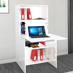 Scrivania 70x35cm a scomparsa salvaspazio bianco lucido Pinko
