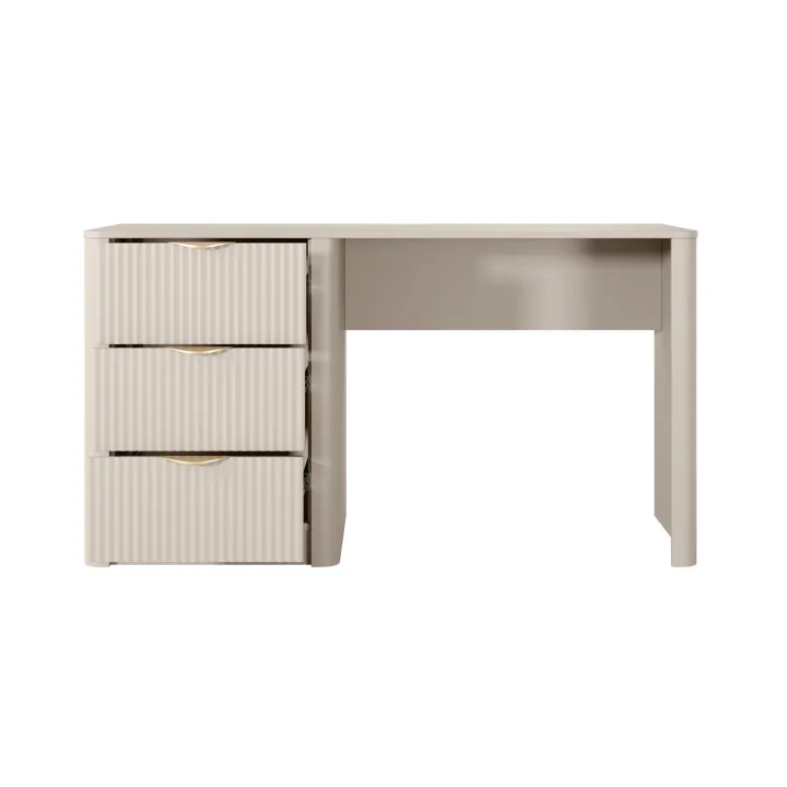 Scrivania 140x55cm 3 cassetti beige cannettato Ramis