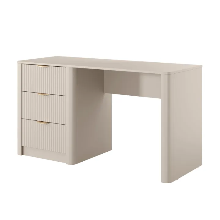 Scrivania 140x55cm 3 cassetti beige cannettato Ramis