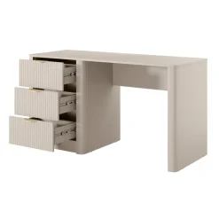 Scrivania 140x55cm 3 cassetti beige cannettato Ramis